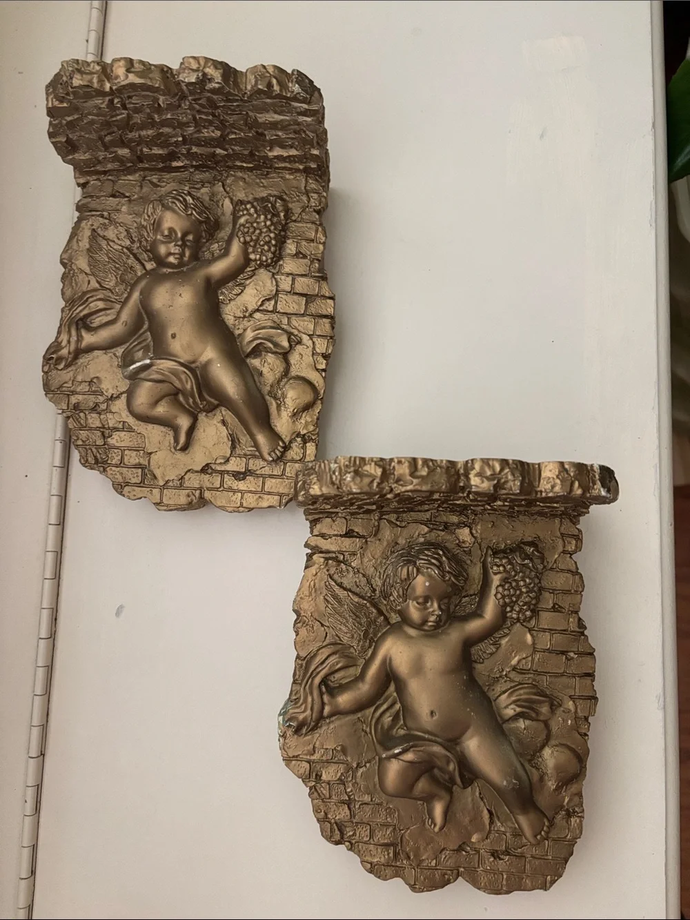 Gold Cherub Wall Sconce Shelves - Decorative Home Wall Decor